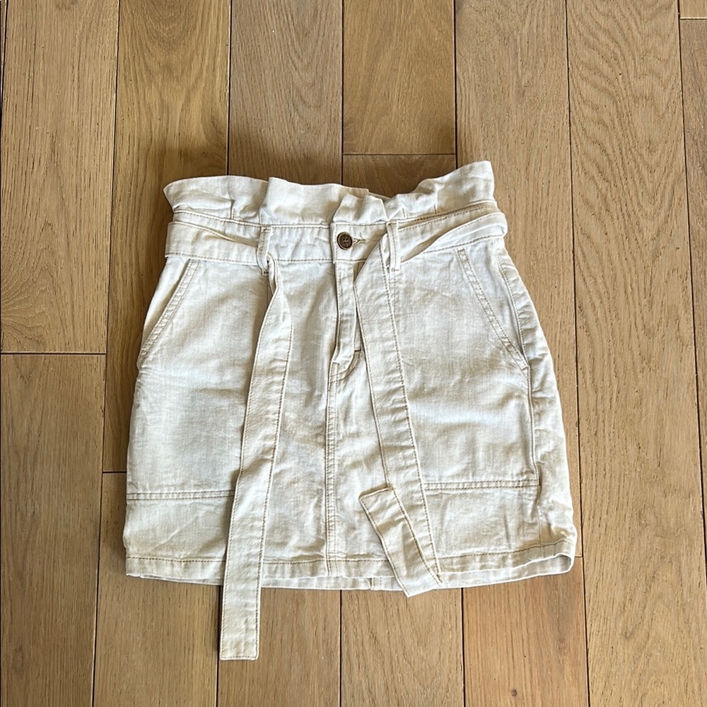 FREE PEOPLE-SPLENDOR IN THE GRASS FRONT TIE JEAN SKIRT - Picture 2 of 11